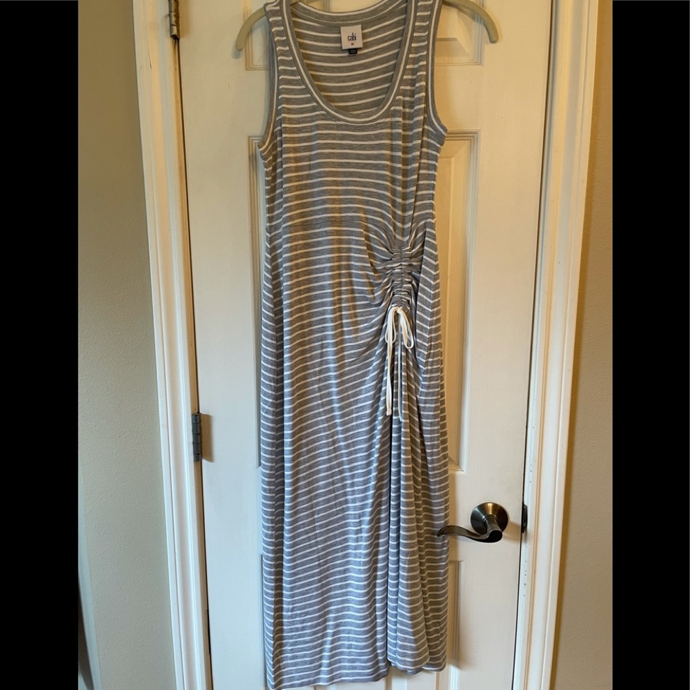 Cabi Side Ruched Maxi knit tank dress